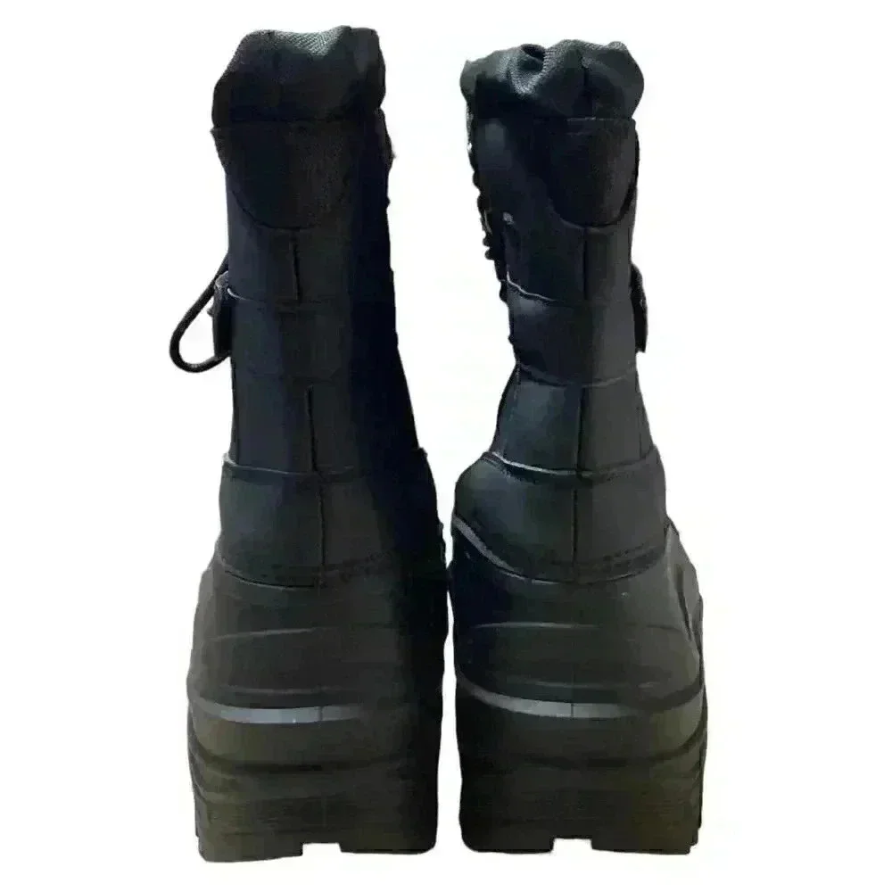 Khombu Men 13 Waterproof Insulated Lace Up Drawstring Snow Boots Black Vegan NEW